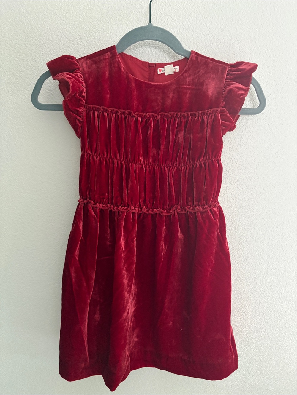 Jcrew CrewCuts Girls Red Velvet Ruffled Holiday Dress
